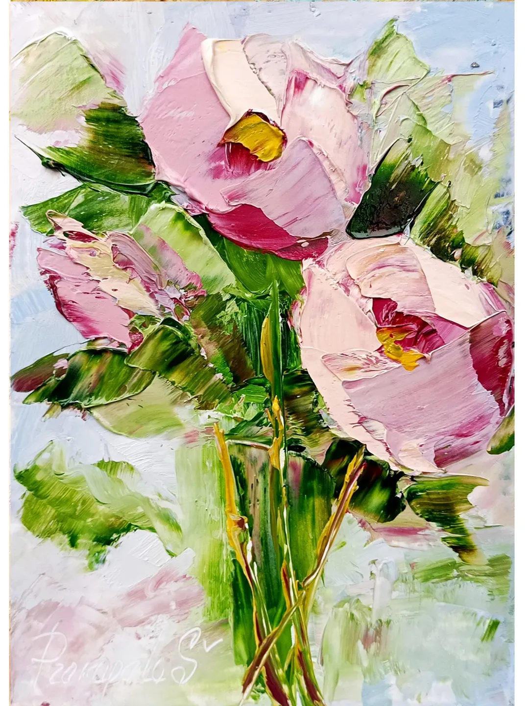 Peonies original oil painting Flowers art. Original art Small painting Peony wall art Pink peonies artwork Floral wall decor Mini art 7x5 in