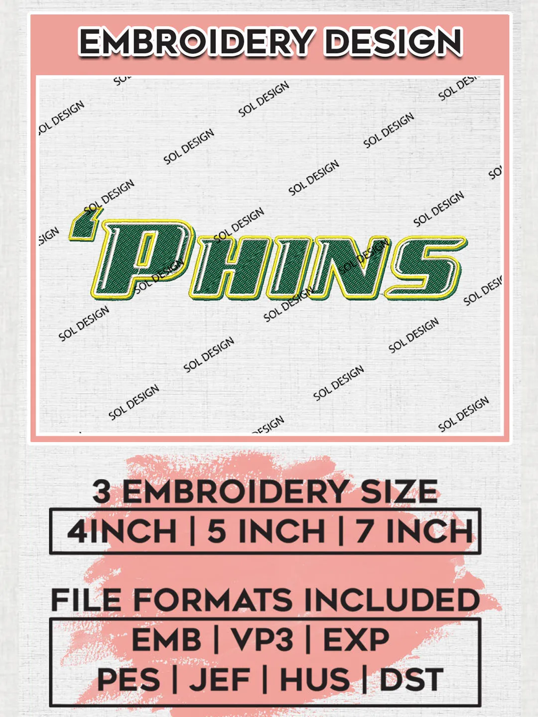 NCAA Dolphins Team Word Logo Embroidery Design Files, NCAA Le Moyne Dolphins Machine Embroidery, NCAA Teams, 3 sizes, NCAA Machine embroidery designs, Digital Download