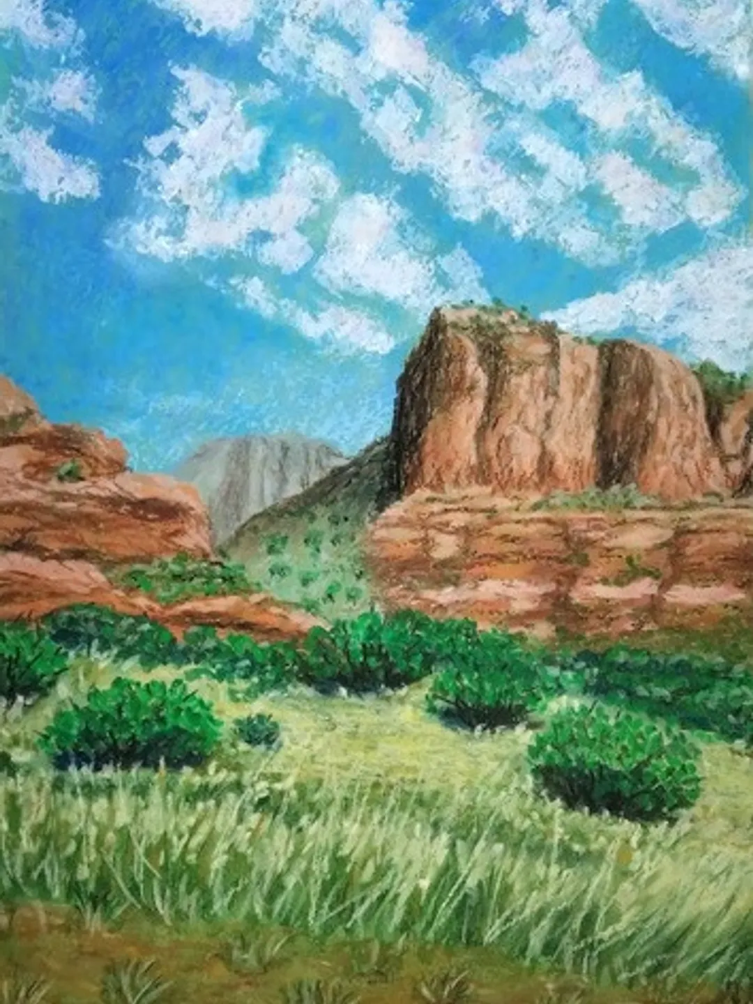 Arizona Mountain Landscape Pastel painting on paper