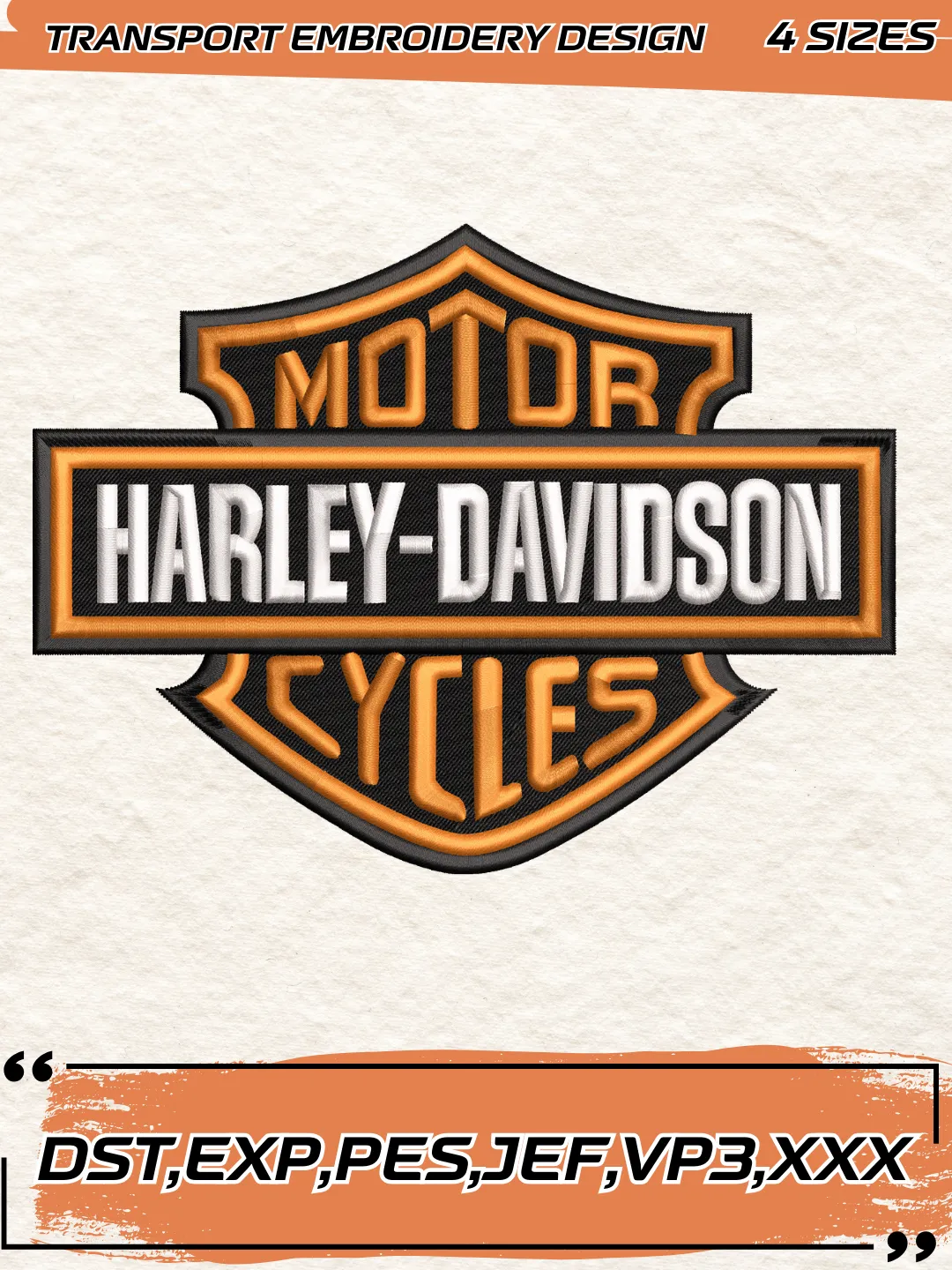 Harley-Davidson Logo Embroidery Design,Transport Embroidery File,4 Sizes, Digital Download