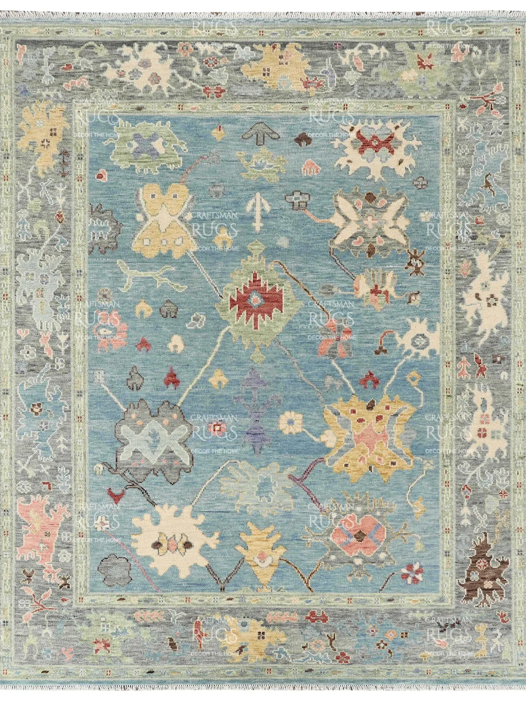 8x10 ft Ready to Ship! Oushak style Hand Knotted Rug, Handmade Rugs for Living Room - Antique style Contemporary rug