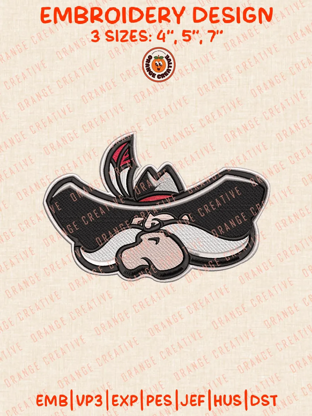 UNLV Rebels Head Mascot Logos Embroidery Design Files, NCAA Logos Embroidery Designs, Machine Embroidery Files, 4 Sizes, Custom Sizes