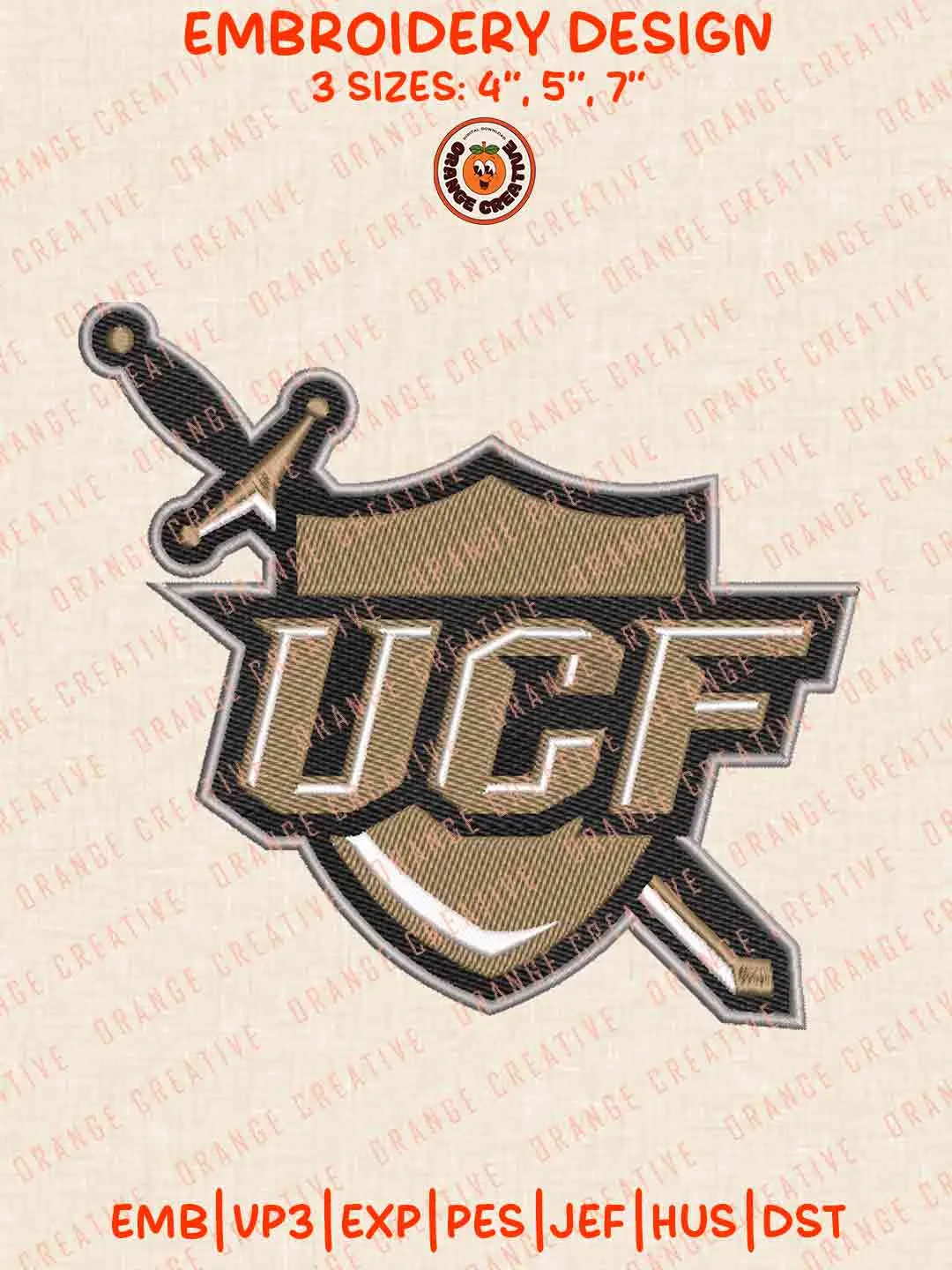UCF Knight Embroidery Files, Football Embroidery Designs, College Sport Machine Embroidery Files, 3 Sizes, Custom Sizes, Instant Download