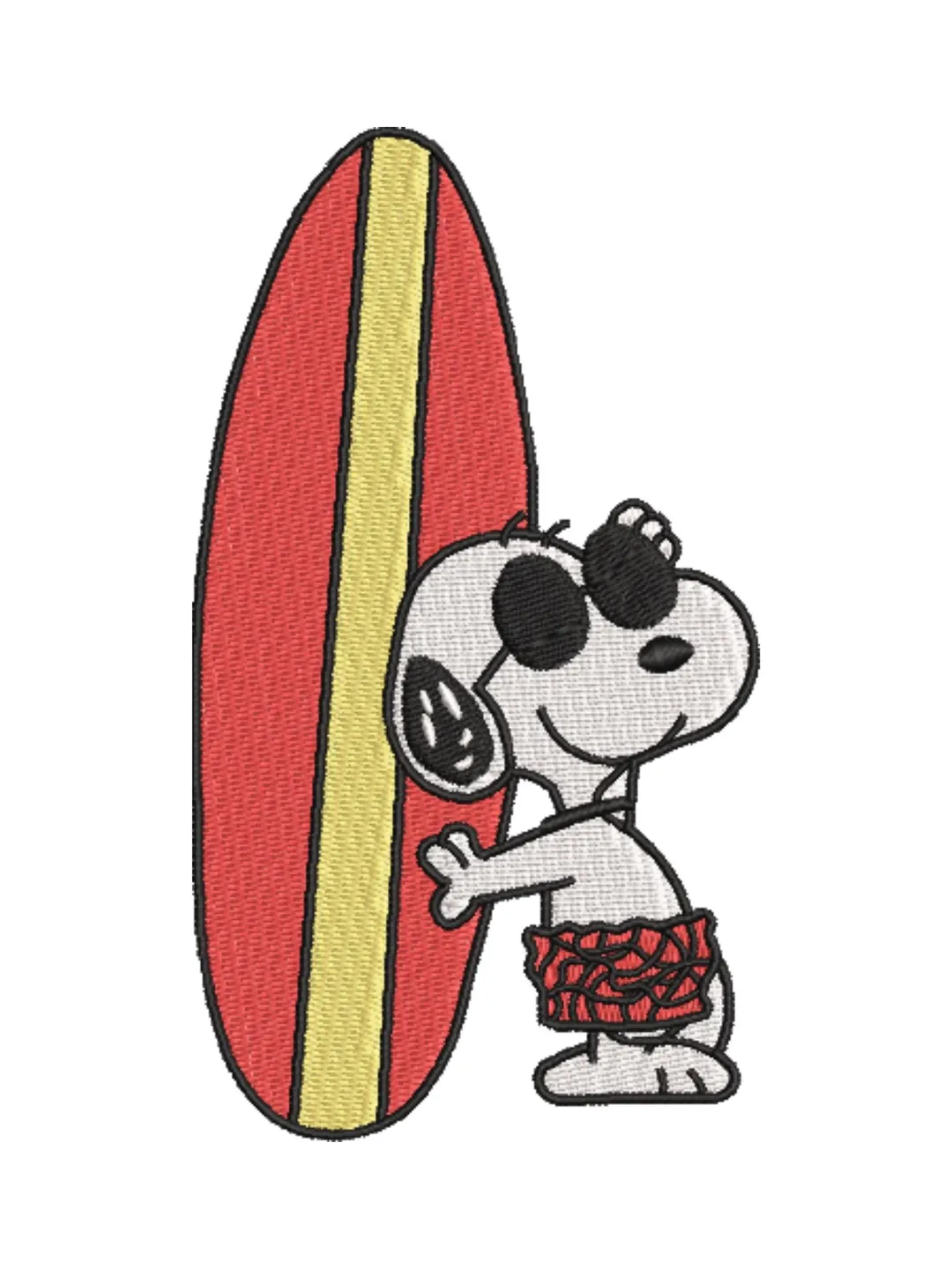 Cartoon Dog Surf Embroidery Design | Summer Beach Embroidery File | Digital Download