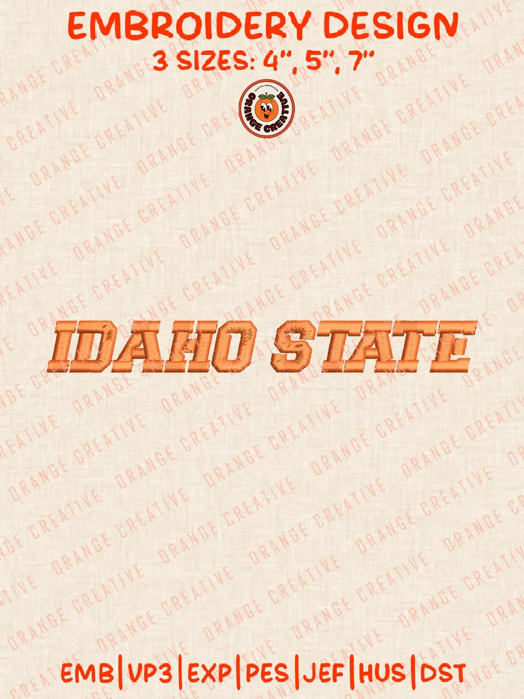 Idaho State NCAA Text Embroidery Design, NCAA Idaho State Bengals Team Logo Embroidery Design, Machine Embroidery Design File, 4 Sizes, Custom Size, Digital Download