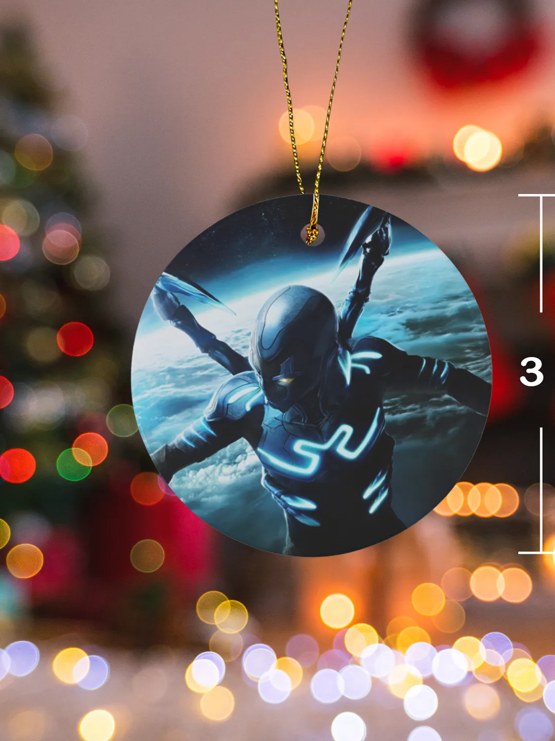 Blue Beetle Christmas Ceramic Ornament