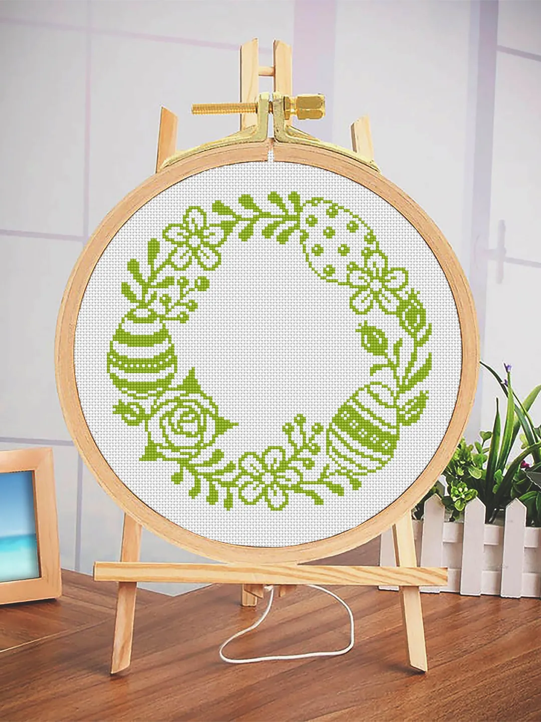 Easter wreath cross stitch pattern download PDF Easter eggs cross ...