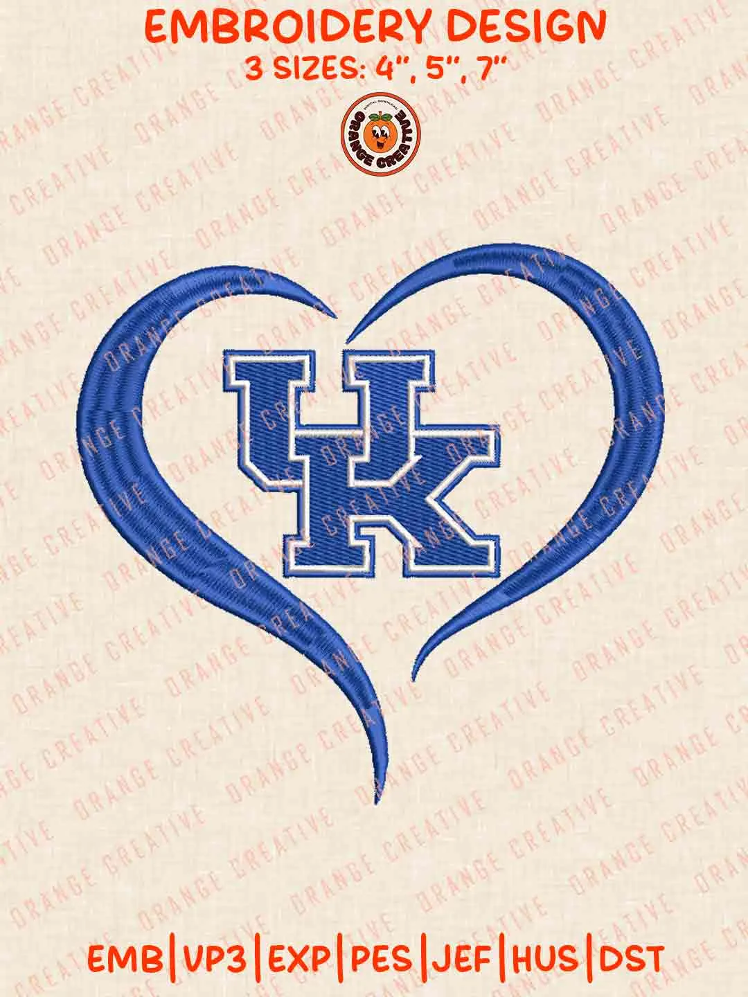 Kentucky Wildcat Heart Embroidery Files, Football Embroidery Designs, College Sport Machine Embroidery Files, 3 Sizes, Custom Sizes, Instant Download