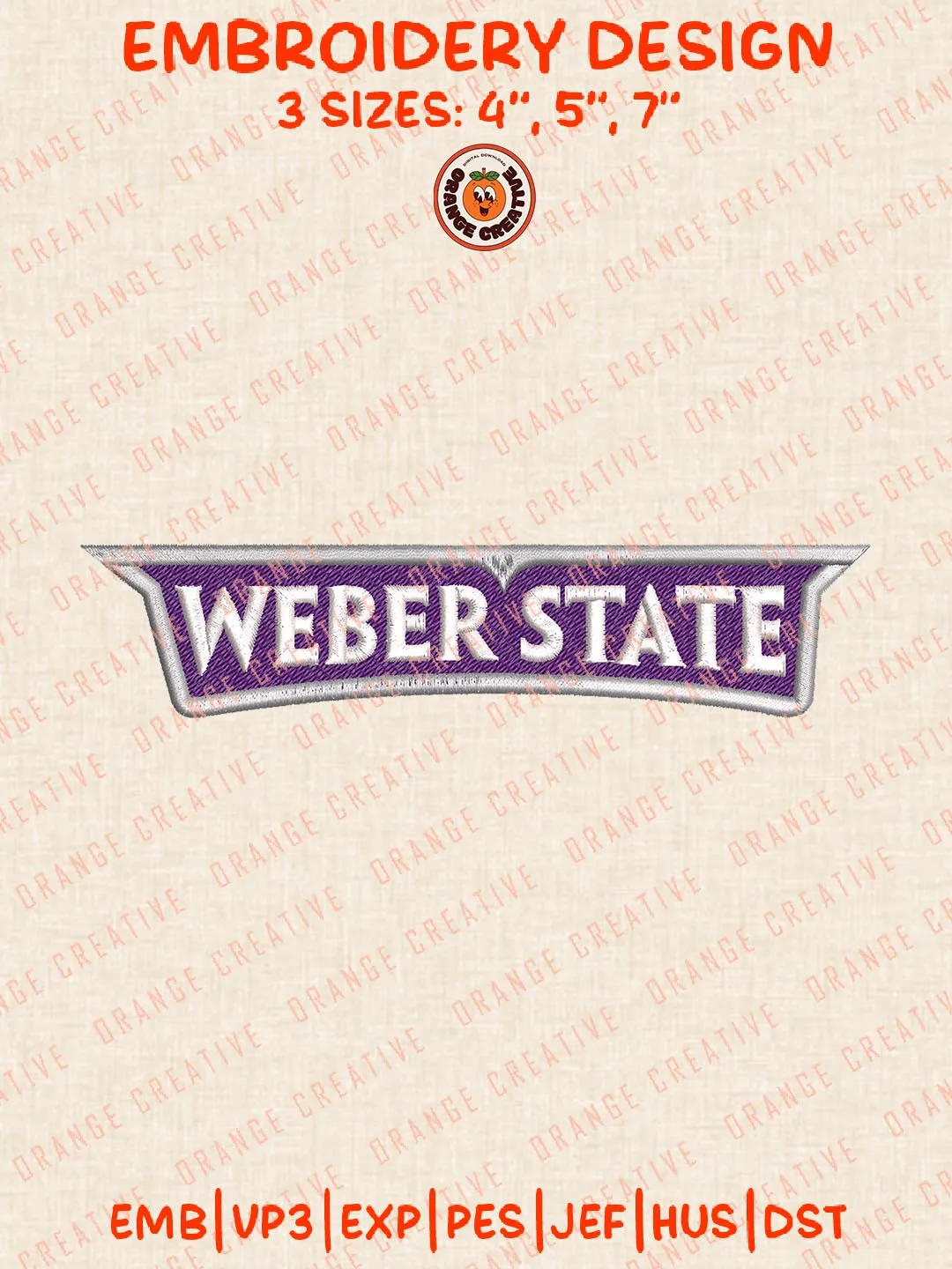 Weber State Text Embroidery Design, NCAA Weber State Wildcats Team Logo Embroidery Design, Machine Embroidery Design File, 4 Sizes, Digital Download