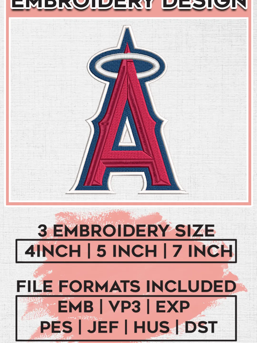 MLB Los Angeles Angels Baseball Team A Logo Embroidery Design, MLB Los Angeles Angels Embroidery files, Baseball Team, Los Angeles Angels Design, Digital Download