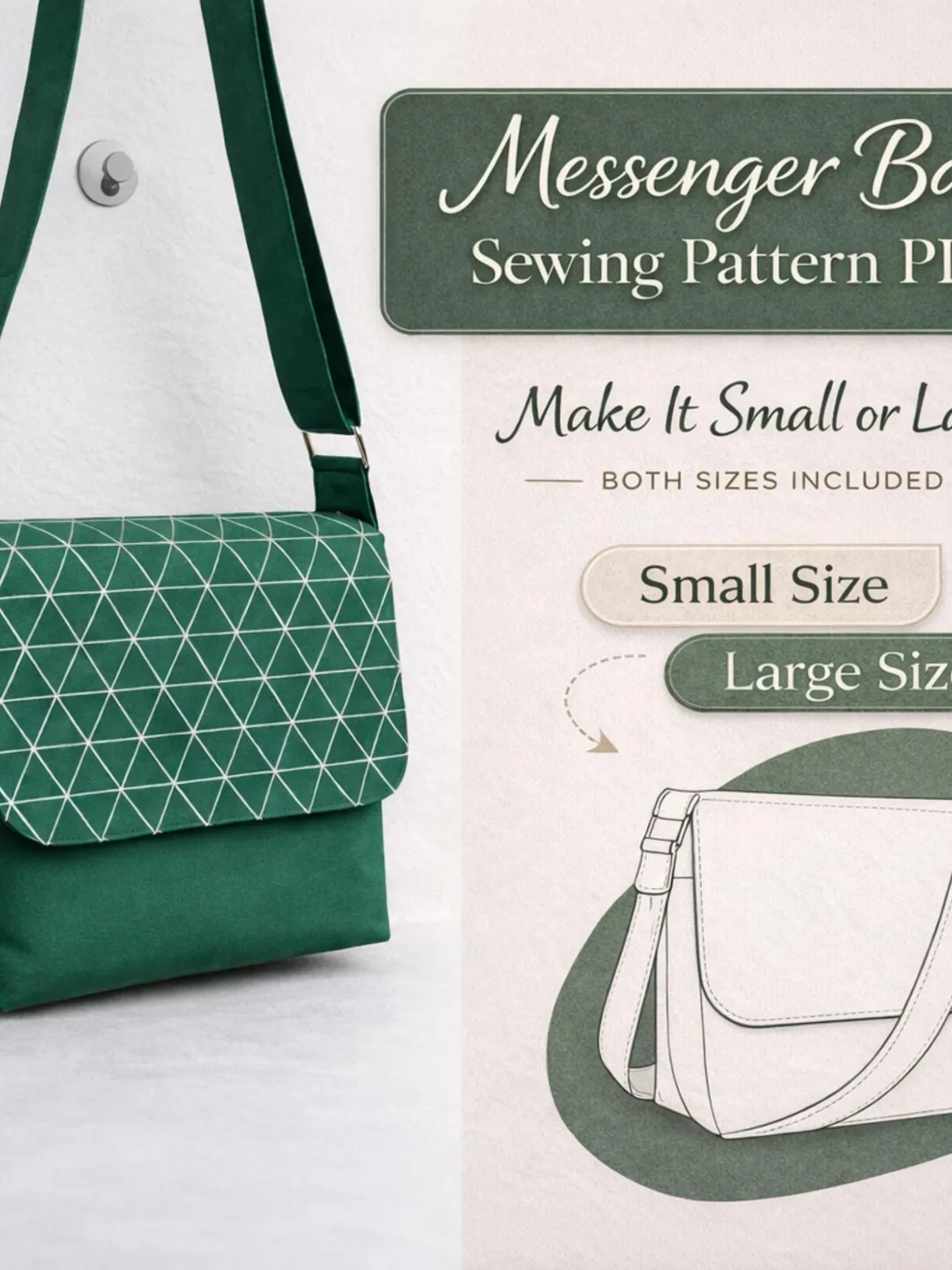 Messenger Bag Sewing Pattern PDF | Beginner Crossbody Bag Pattern with ...