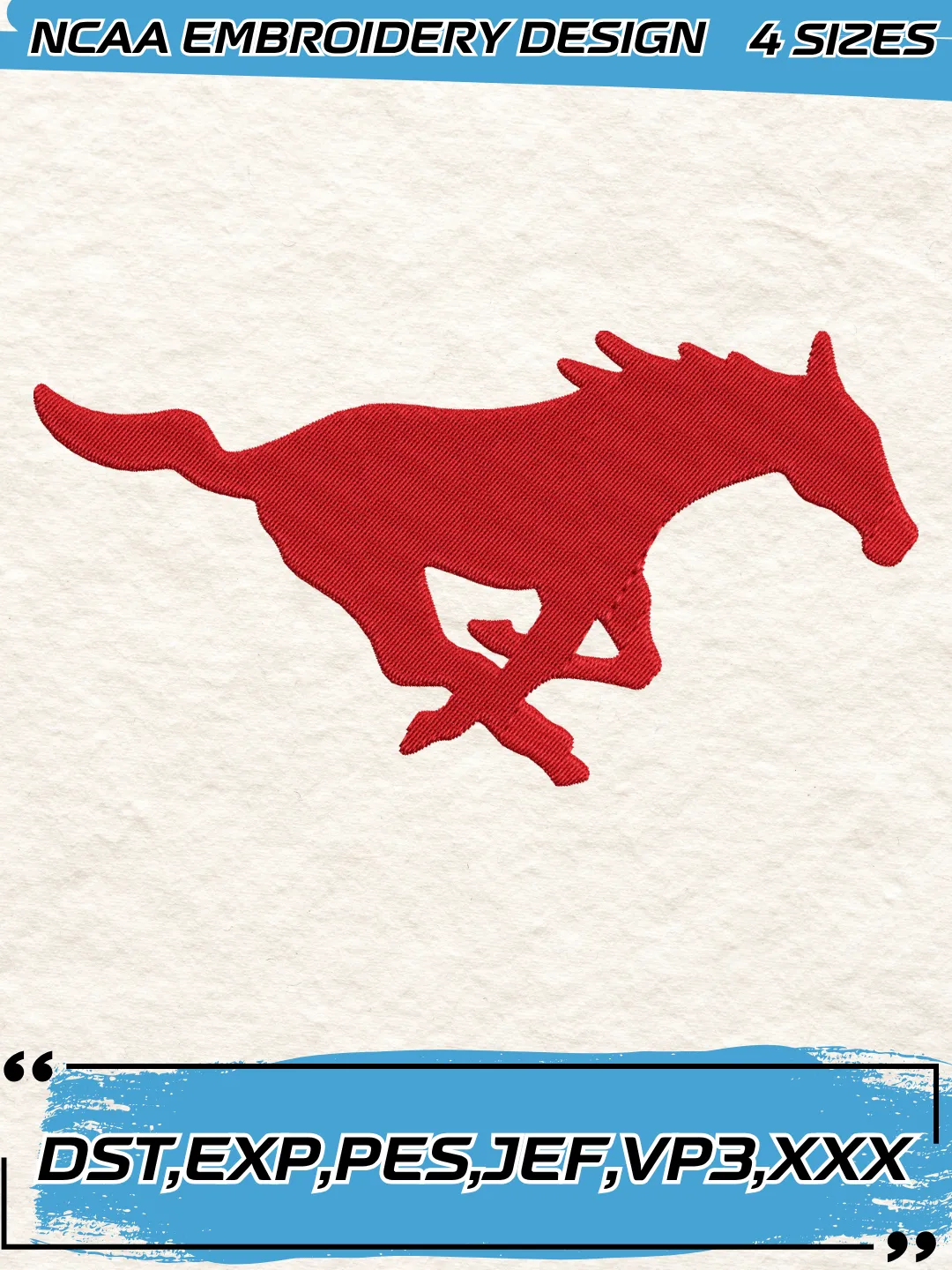 SMU Mustangs Logos Embroidery Design,NCAA Logo Embroidery Design,Machine Embroidery Design File,4 Sizes, Digital Download