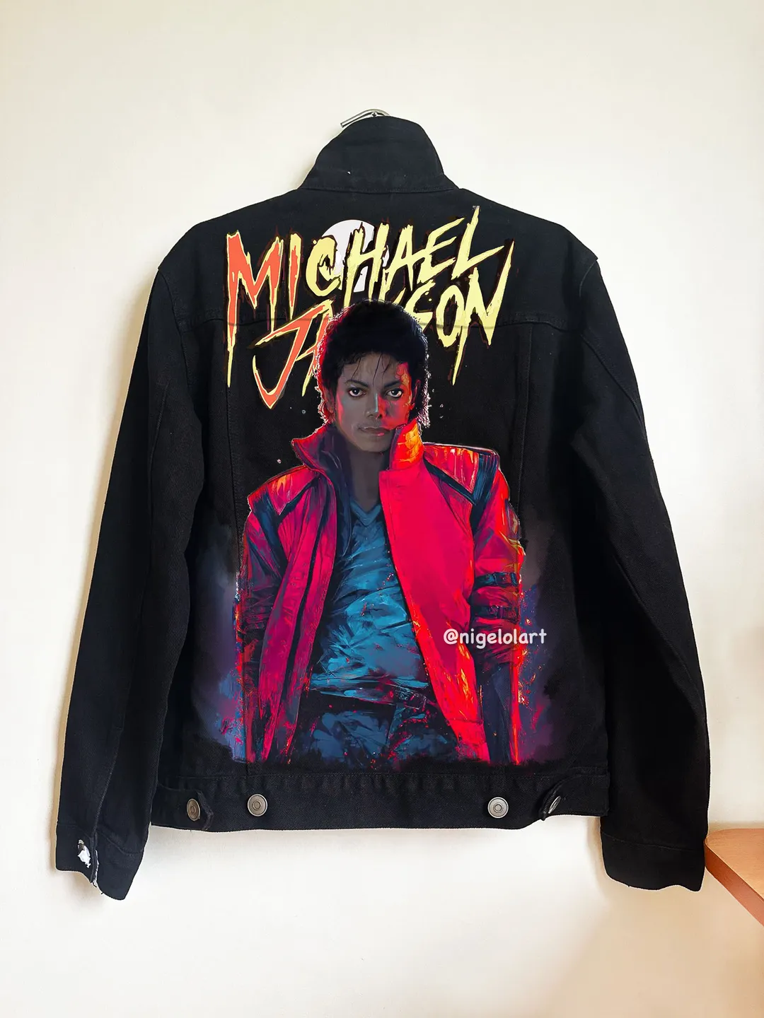 Michael Jackson Thriller Painted denim jacket Custom jacket Personalized order portrait from photo