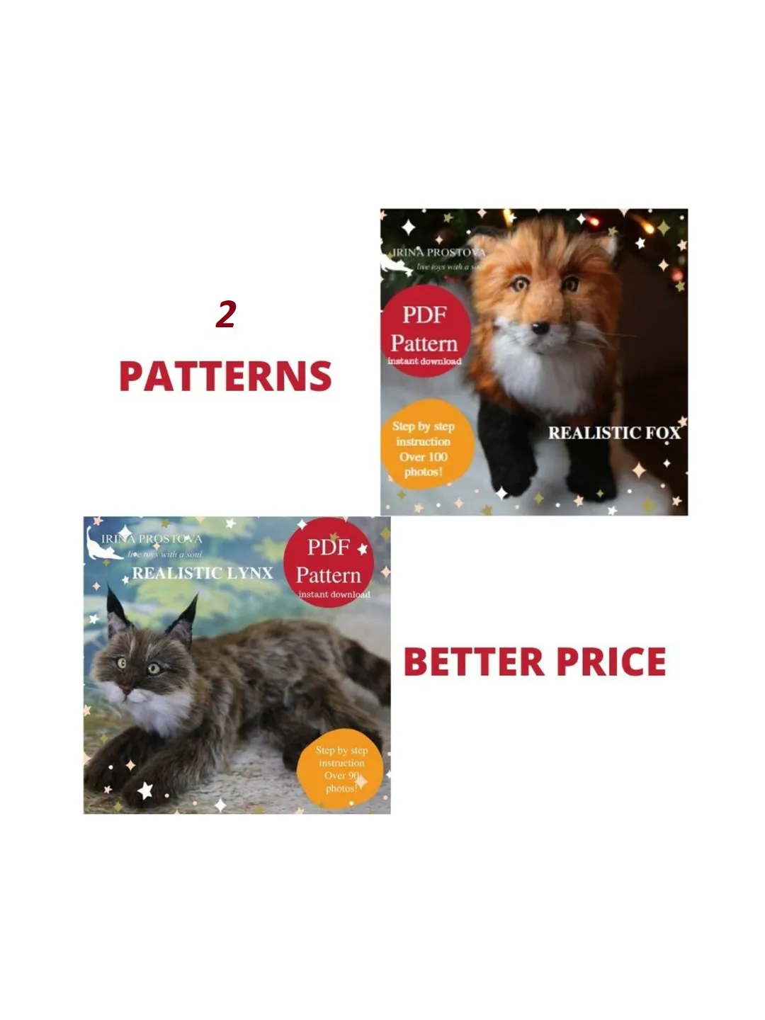 Lynx and fox sewing pattern plush toy | instruction how to sew | Stuffed Animal Sewing Tutorial