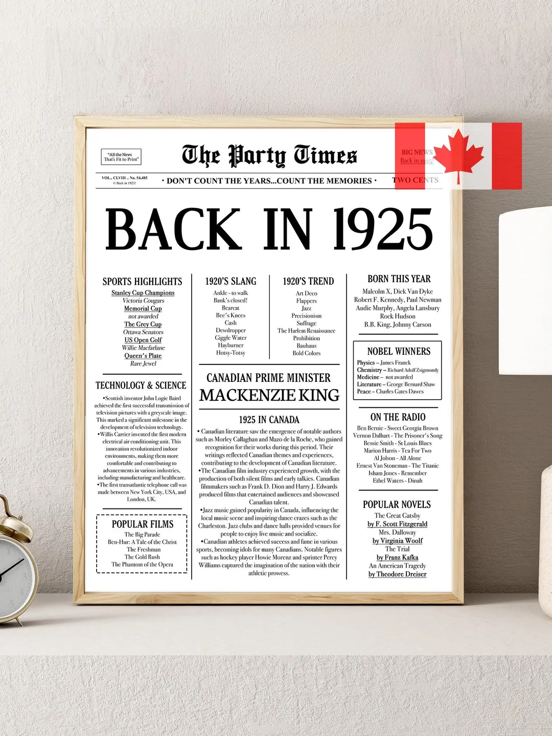 1925 100th Birthday | Back in 1925 | Last Minute Gift | Fun Facts 1925 ...