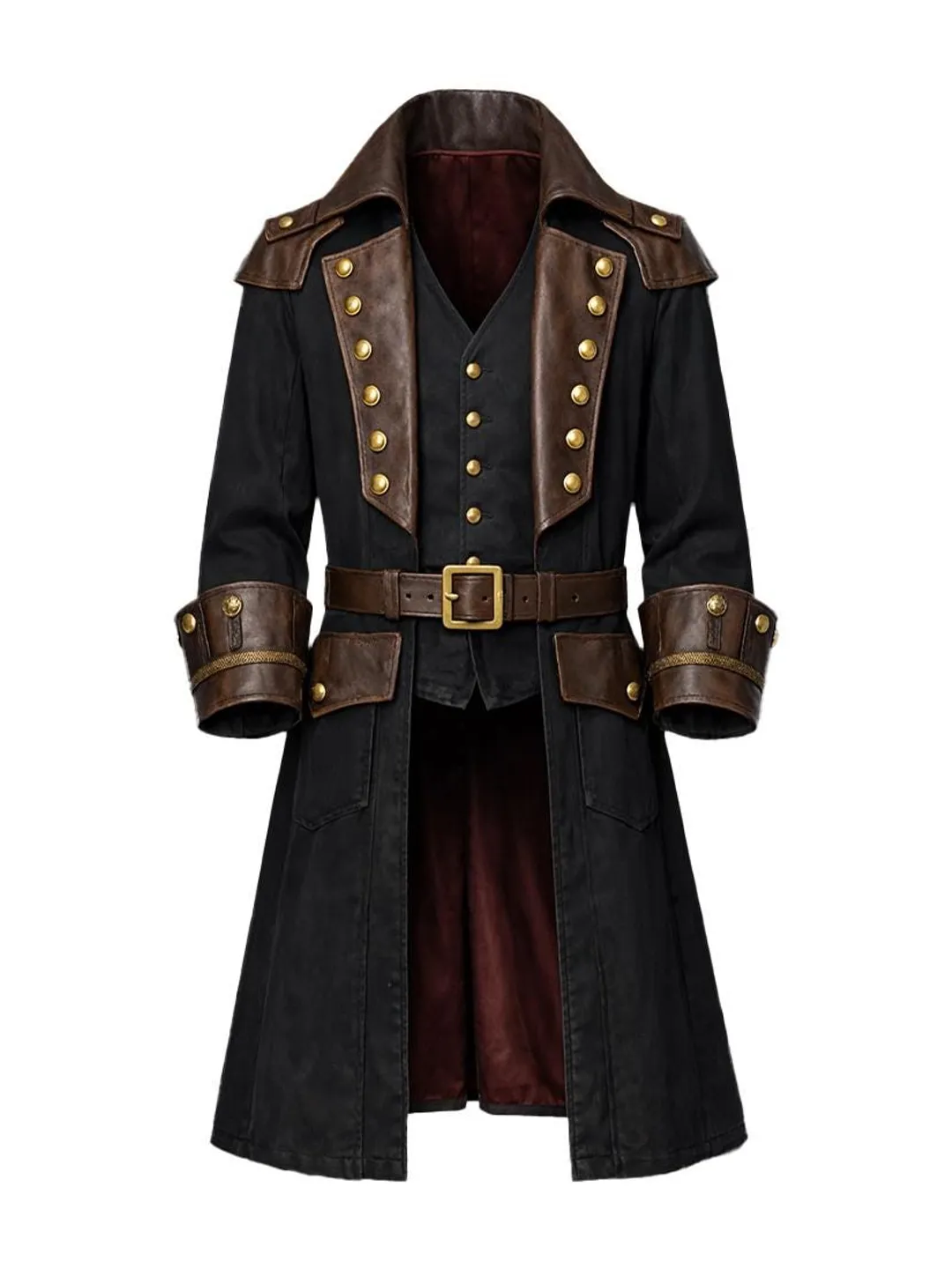 Pirate Captain Cosplay Trench | Gothic Military Officer Coat