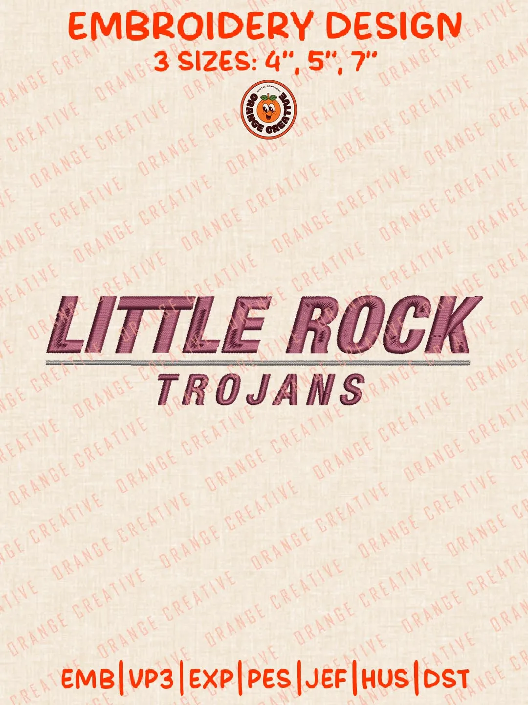 Little Rock Trojans Text Embroidery Design, NCAA Team Logo Embroidery Design, Machine Embroidery Design File, 4 Sizes, Custom Size, Digital Download