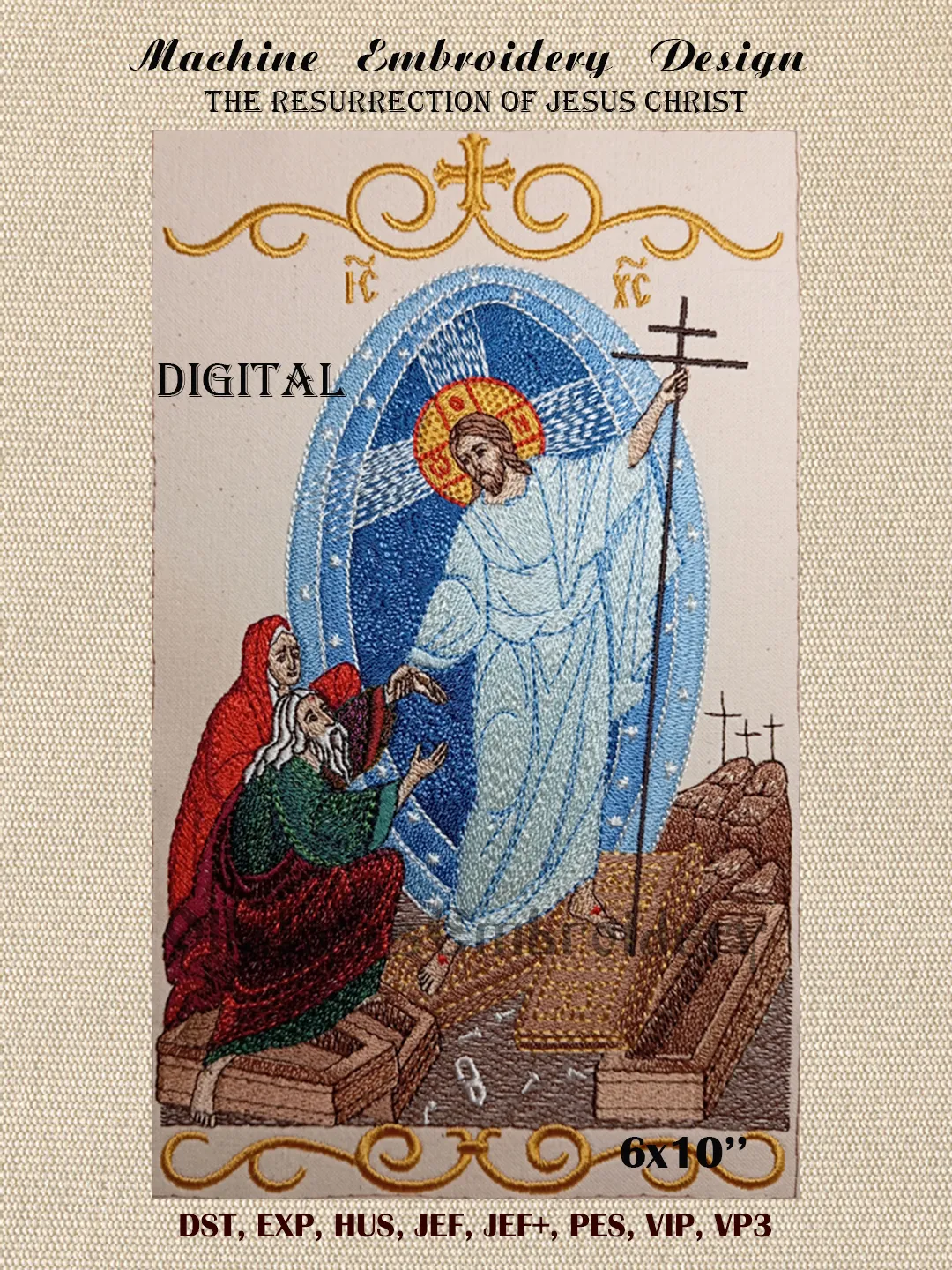 The Resurrection icon embroidery design