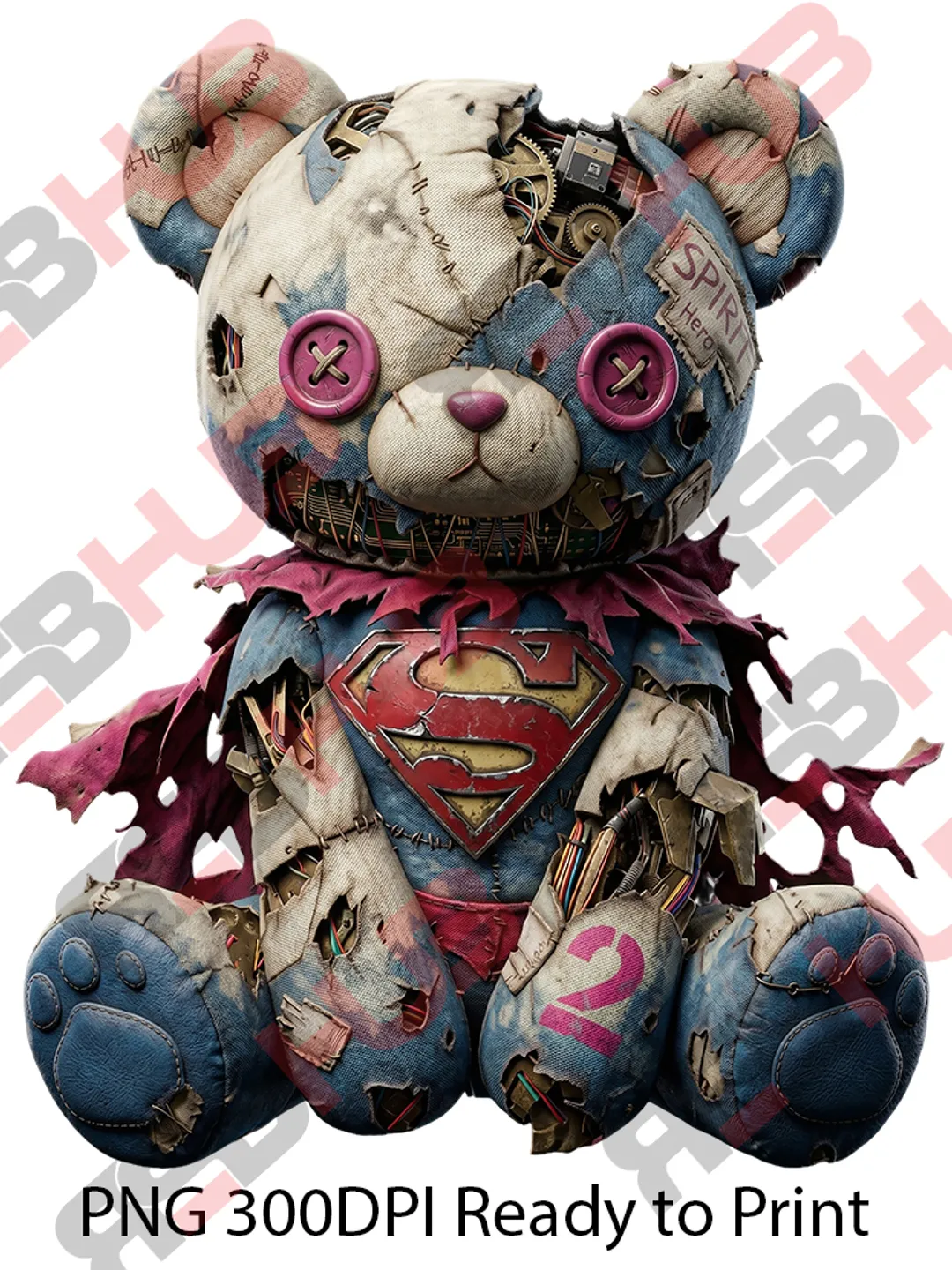 Gothic Super Bear 02, PNG Download, 300DPI Ready to Print
