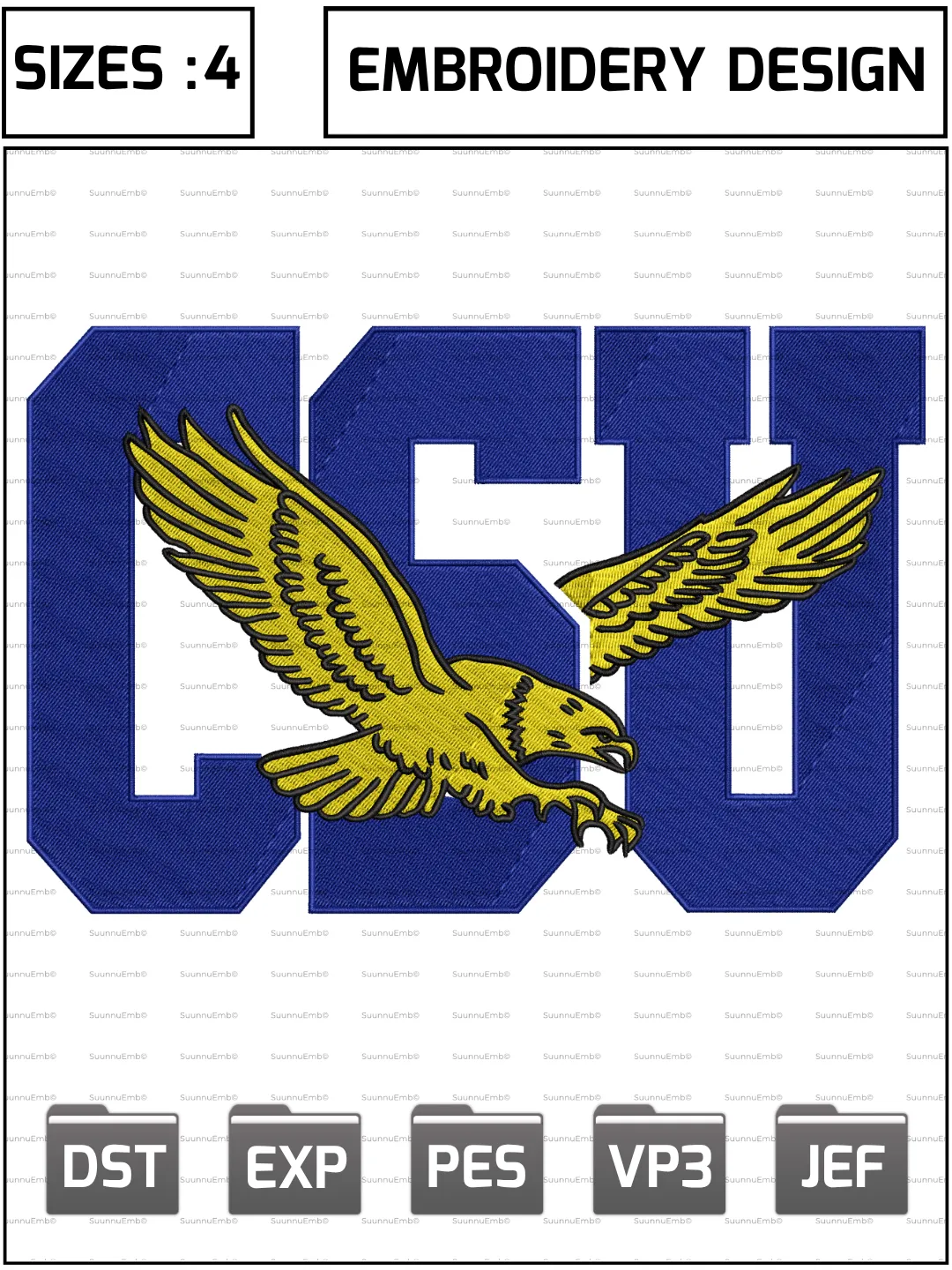 Coppin State Eagles Logos Embroidery Design,NCAA Logos Embroidery Design,NCAA Teams, Machine Embroidery Design File,4 Sizes, Digital Download
