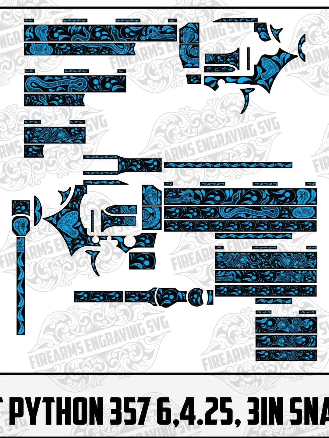 VECTOR DESIGN Colt Python 357 6, 4.25, 3 in Snake and flowers