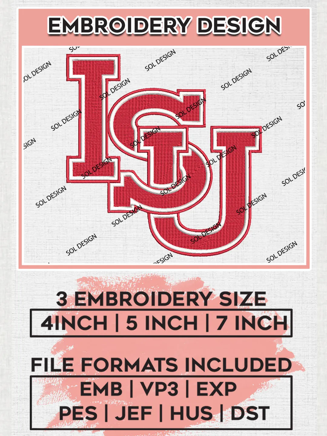 NCAA ISU Redbirds Team Word Logo embroidery designs, NCAA Illinois State Redbirds Logo Machine embroidery files, NCAA Team Logo embroidery designs, NCAA Game Day Machine embroidery designs, Digital Download