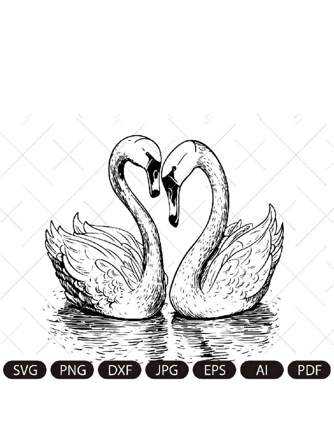 Two Swans SVG, Swan Cricut, Swan Svg Bundle, Swans Svg, Swan Monogram,Swan Silhouette, Swan Cricut File, Swan Cut File, SVG, PNG