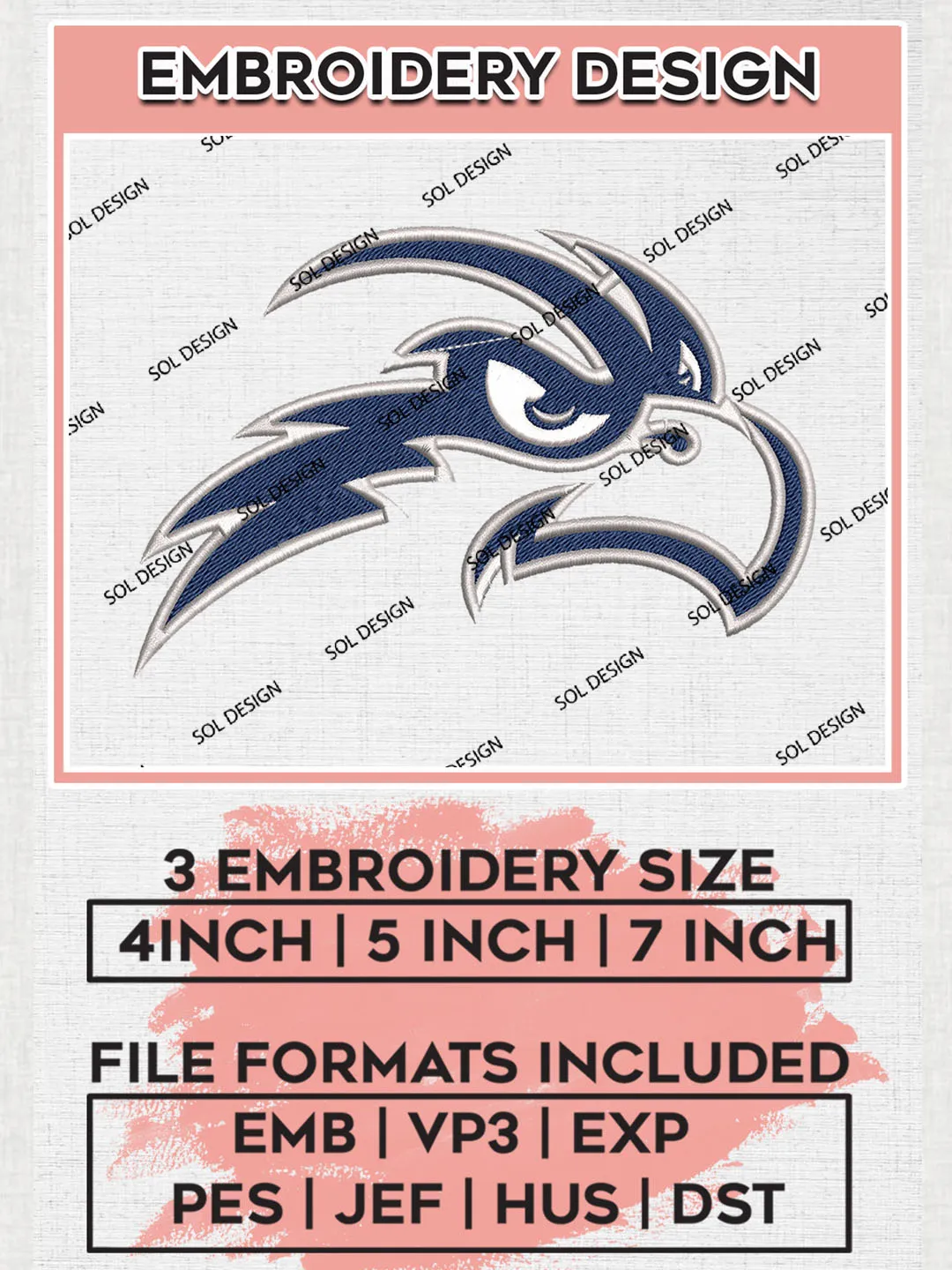 North Florida Ospreys Logo Machine Embroidery Design, NCAA UNF Ospreys Embroidery Design Design files, NCAA Embroidery Designs, NCAA Machine Embroidery Designs, Digital Download