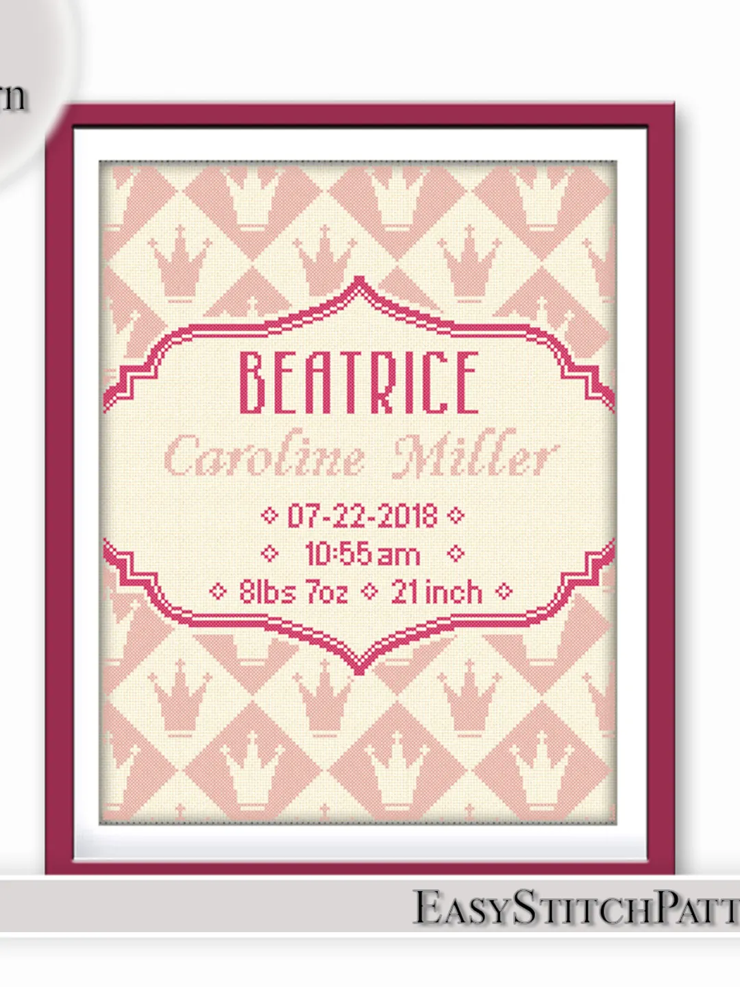Baby Birthday cross stitch pattern. Newborn cross stitch pattern. Nursery cross stitch