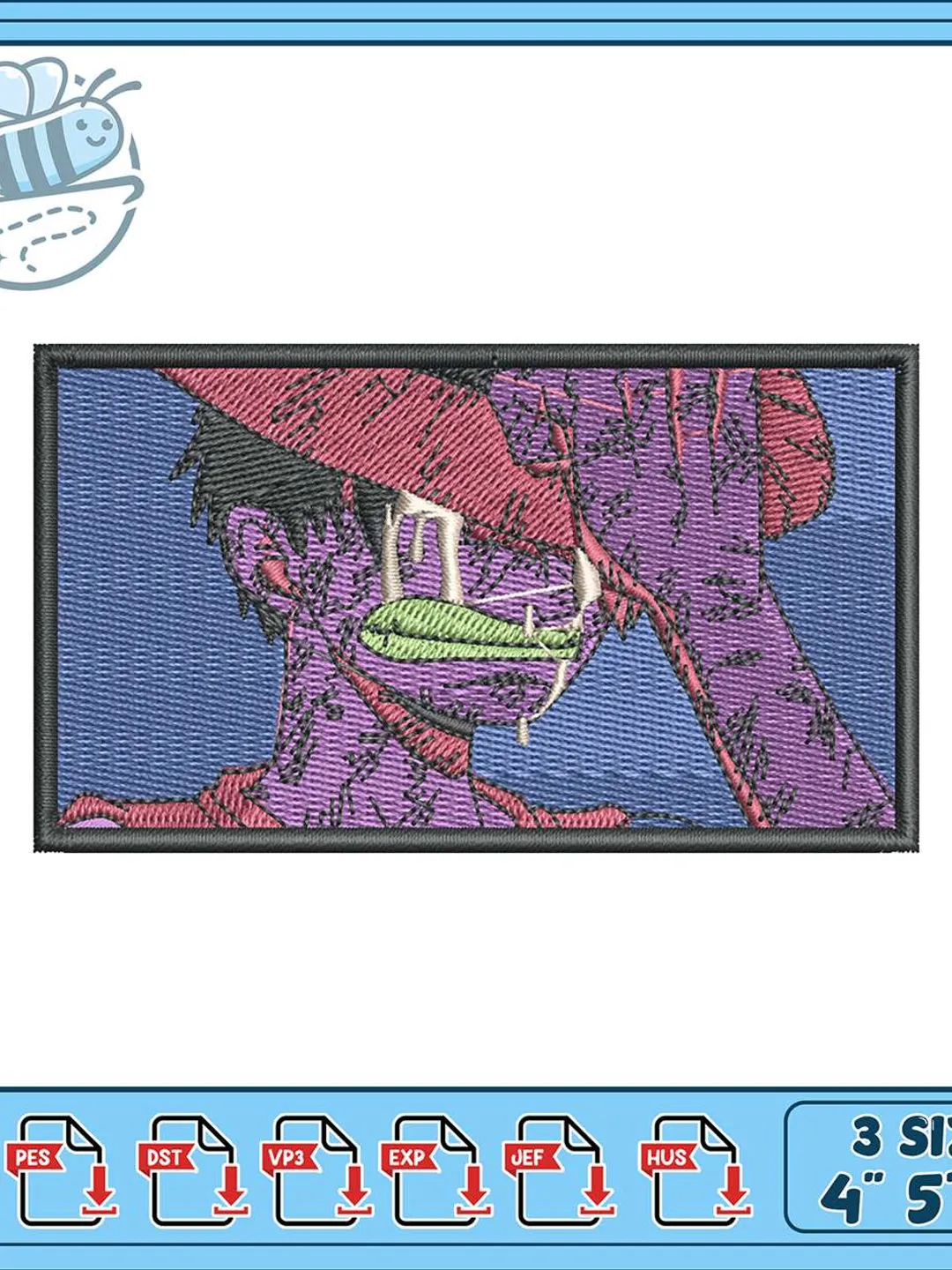 Luffy Gear 5 Embroidery Design, One Piece Anime Patch, Laughing Luffy Machine Embroidery File, Instant Download PES DST