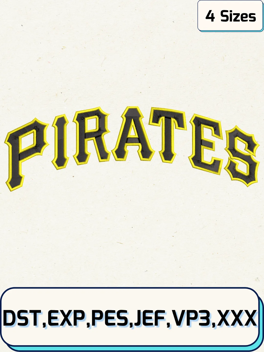 Pirates Baseball Embroidery Design – Machine Embroidery File- 4 Sizes