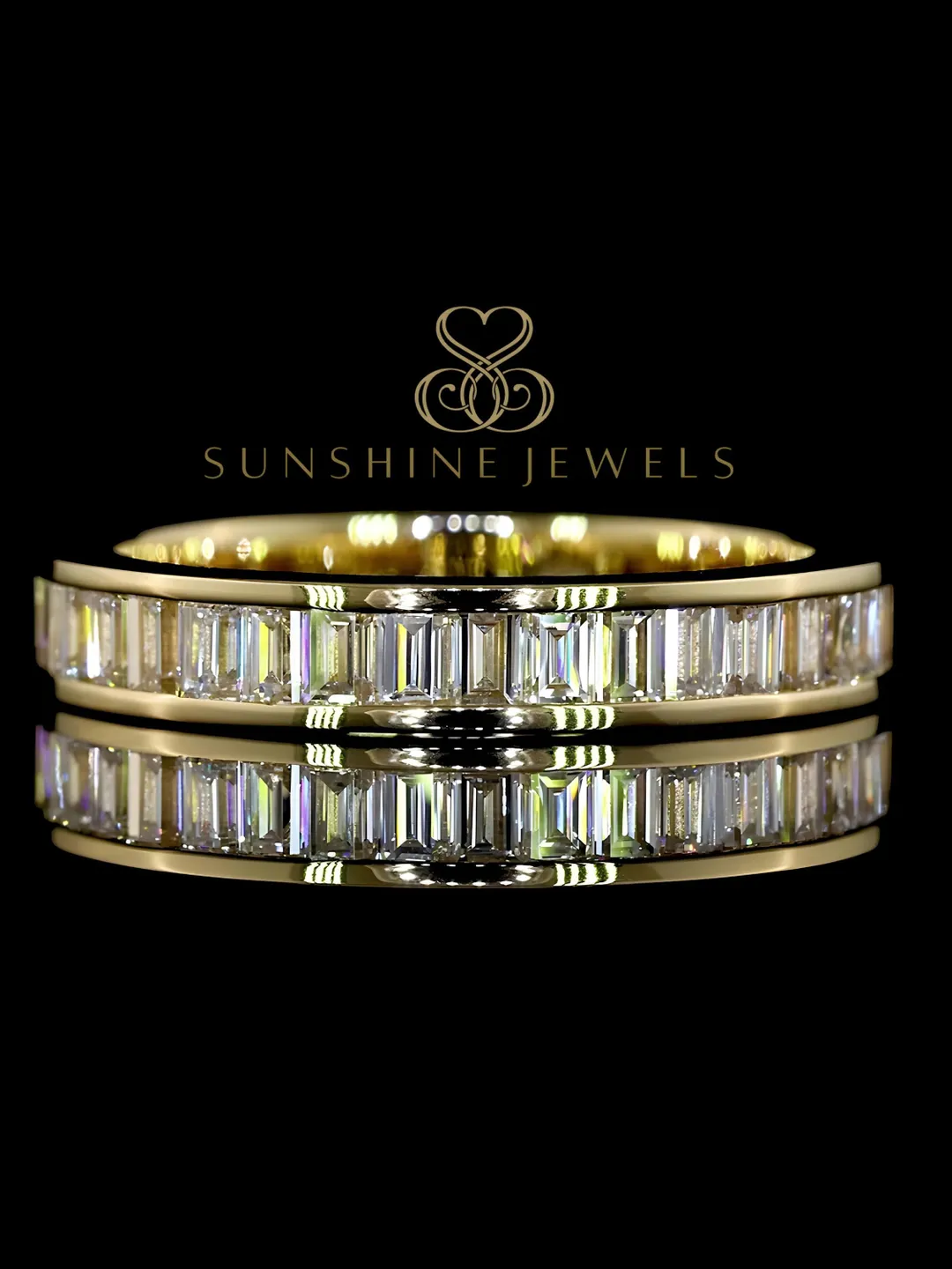 Baguette Cut Lab Grown Diamond Eternity Band, 14K Rose Gold Wedding Ring