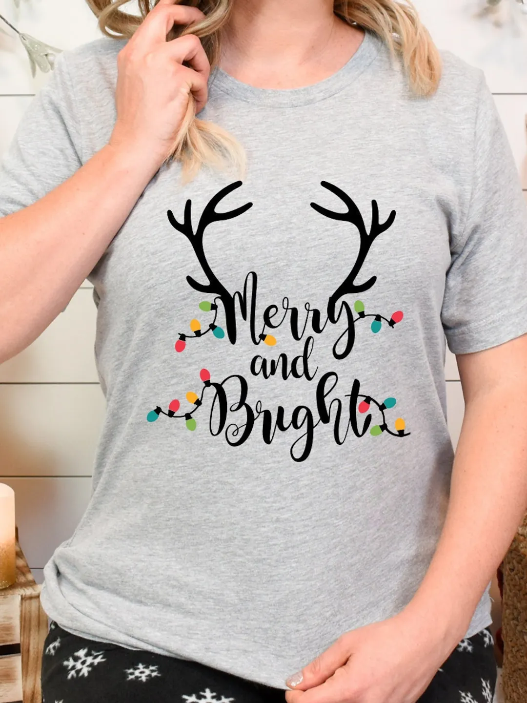 Merry and Bright Shirt, Merry Christmas Shirt for Women, Christmas Crewneck Christmas T-shirt
