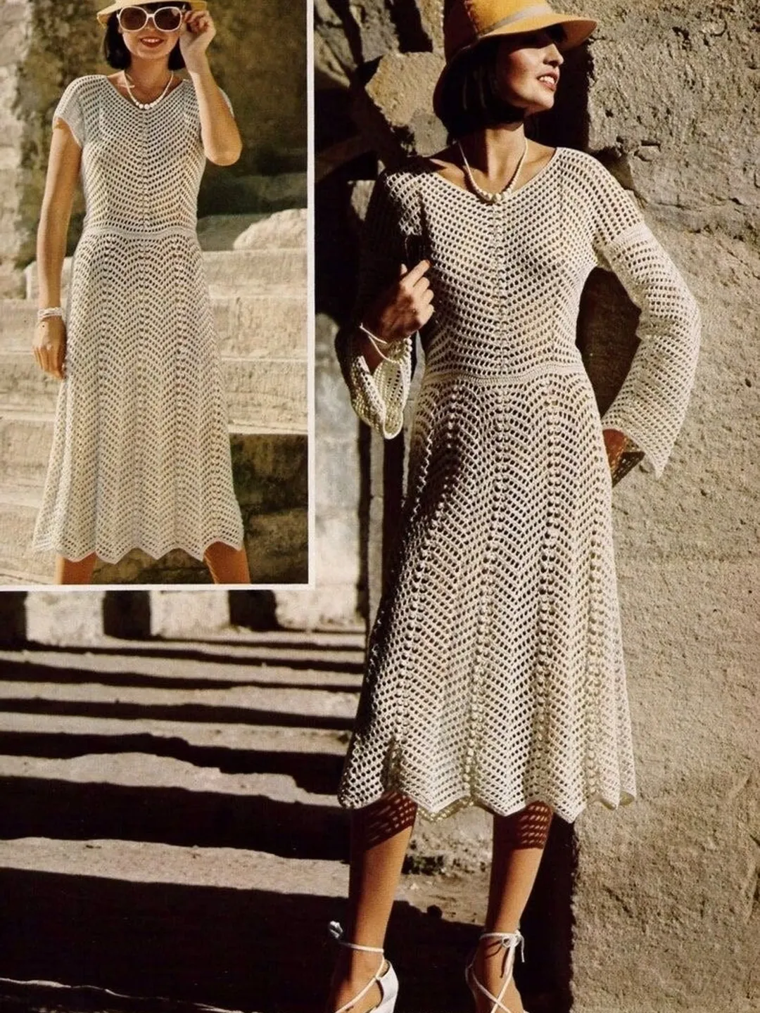 bfdsgwq womens crochet vintage dresses Chevron Maxi Dress - Vintage Crochet Pattern, Summer Dress, Adult Women's,  PDF Instant Download