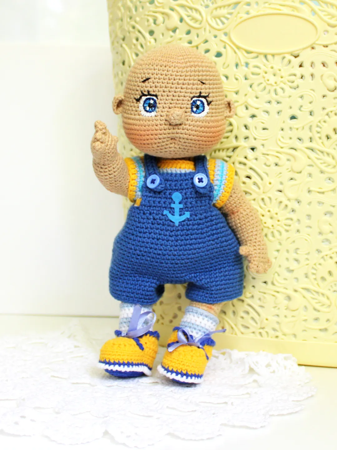 Baby Doll pattern crochet PDF in English Amigurumi doll boy removable clothes