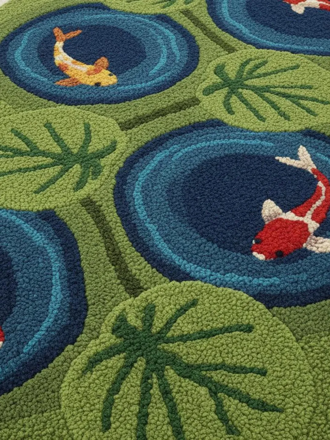 Koi Fish Lily Pad Runner Rug for Hallway, Entryway & Home Decor.