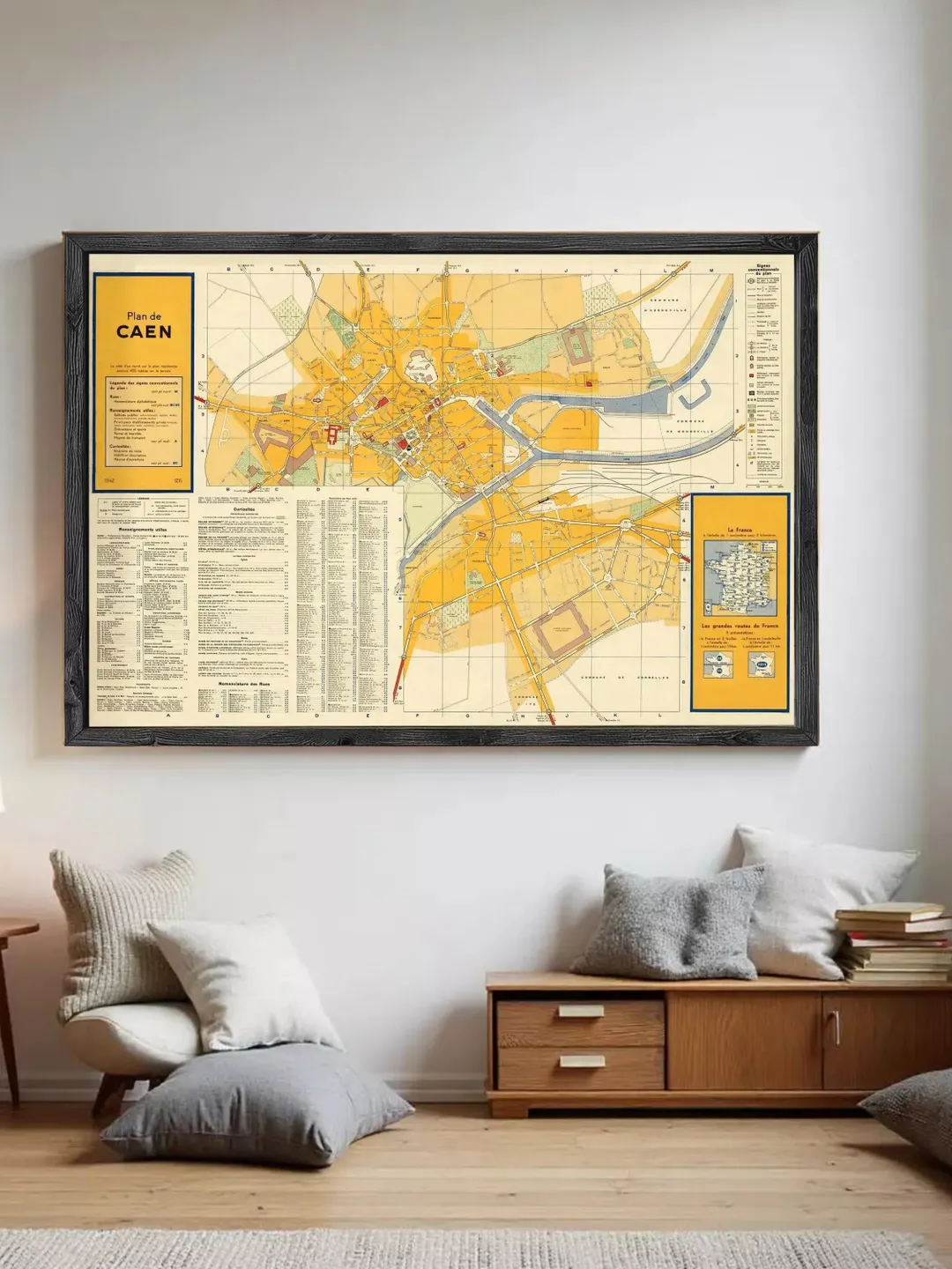 Caen France Map Print | 1942 Vintage Wall Art