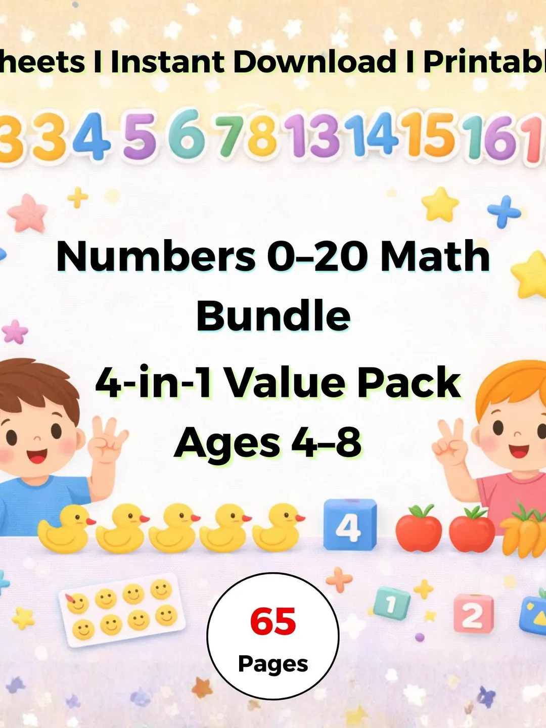 Numbers 0–20 Math Worksheets Bundle | Counting, Tracing & Mixed ...