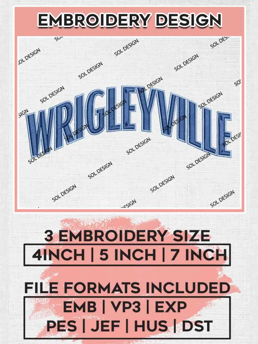 Chicago Cubs Wrigleyville Logo Embroidery Files, MLB Chicago Cubs Team Embroidery, MLB Teams, 3 sizes, MLB Cubs Machine embroidery designs, Digital Download