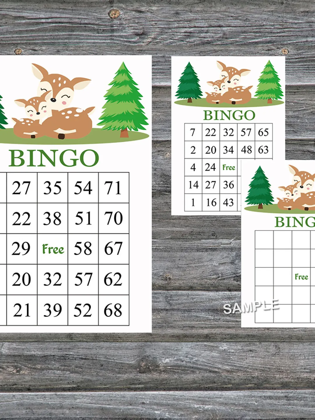 Deer bingo cards,Deer bingo game,Deer printable bingo cards,60 Bingo Cards,INSTANT DOWNLOAD--277