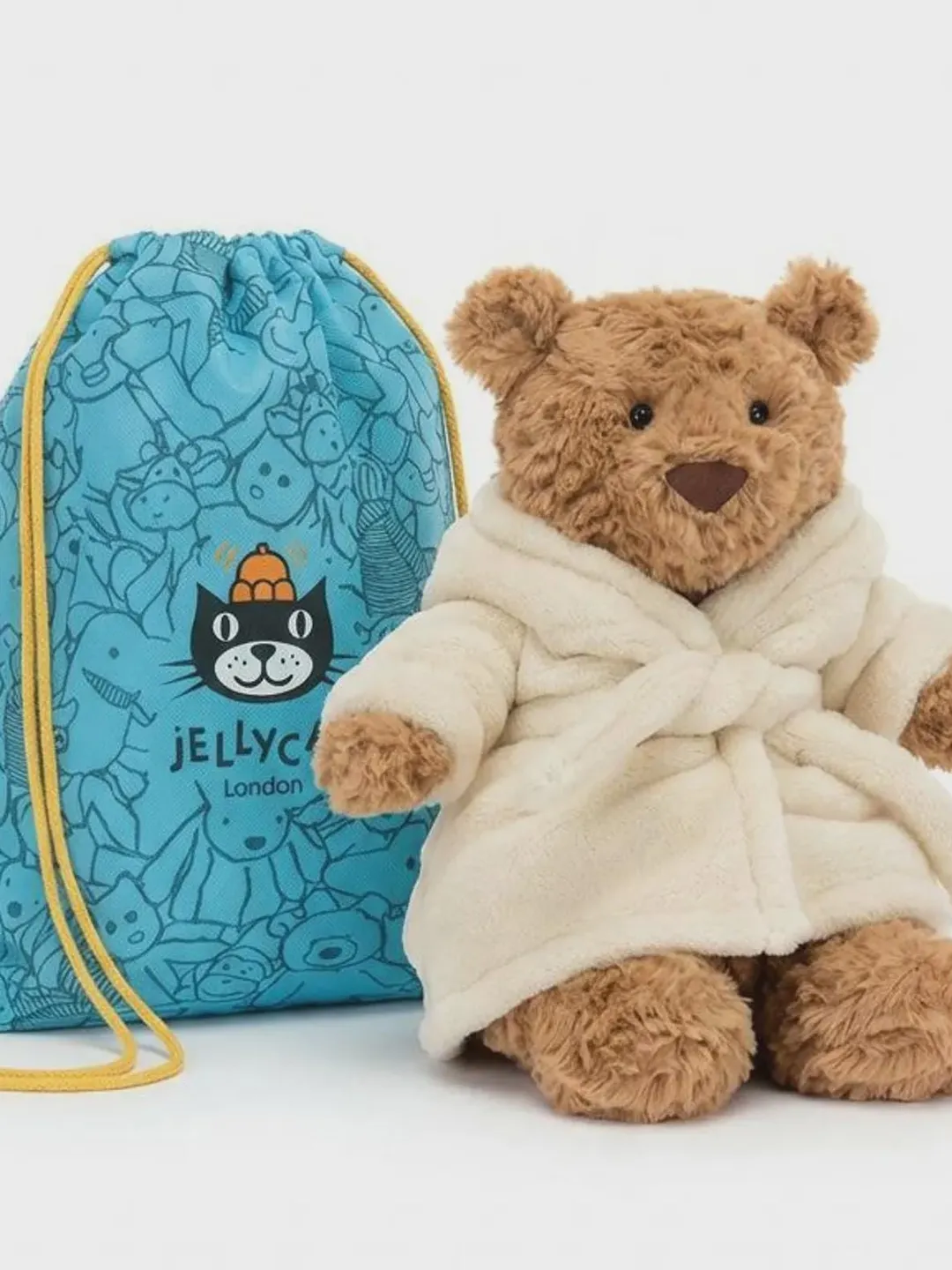Jellycat Bartholomew Bear Bathrobe Plush Doll Dust Bag New with