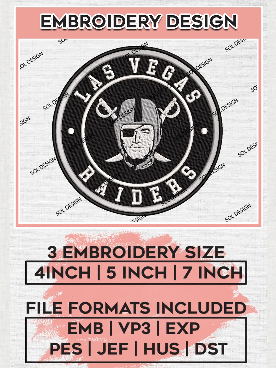 NFL Las Vegas Raiders Circle Logo Embroidery Designs, NFL Raiders Embroidery Designs, NFL Embroidery Designs, NFL Las Vegas Raiders Machine Embroidery Design, Digital Download