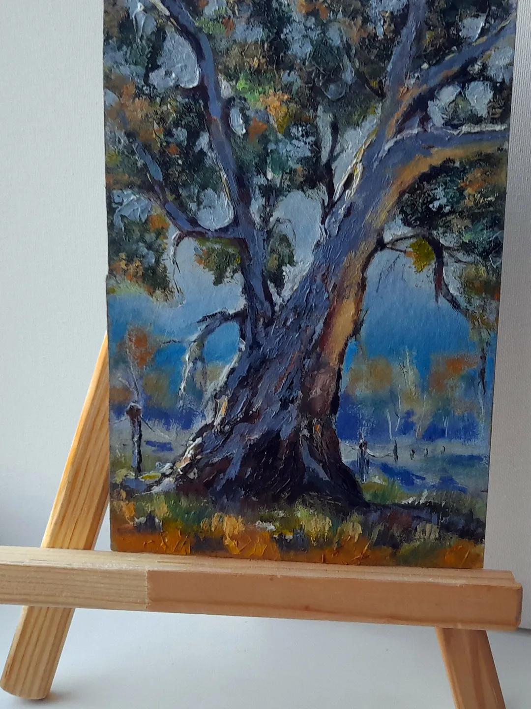 Oil painting on cardboard On the eve of autumn 21x15 cm (8.28 х 6 inches)