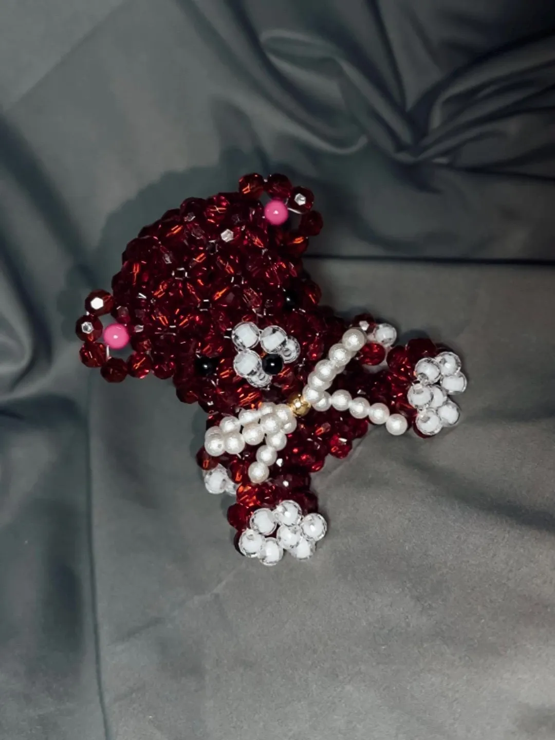 Beaded Cherry Keychain with Metal Chain – Stylish Bag or Key Accessory