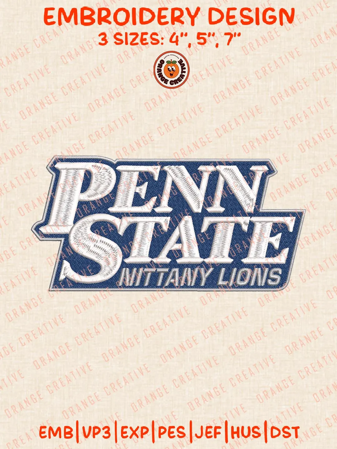 Penn State Nittany Lions Text Logo Embroidery Design Files, NCAA Logos Embroidery Designs, NCAA Machine Embroidery Files, 3 Sizes, Custom Sizes, Instant Download
