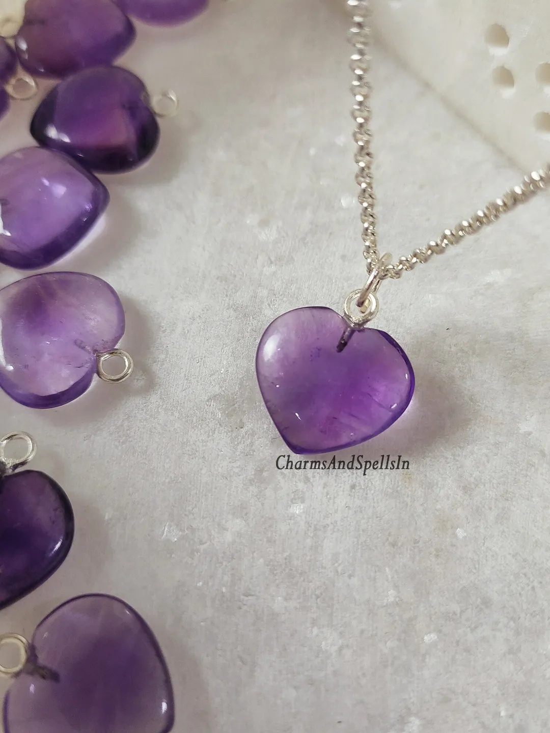 Purple Amethyst Heart Necklace, Unique Amethyst Heart, February Birthstone Jewelry, Boho Necklace, Natural Gemstone, Anniversary Gift Idea