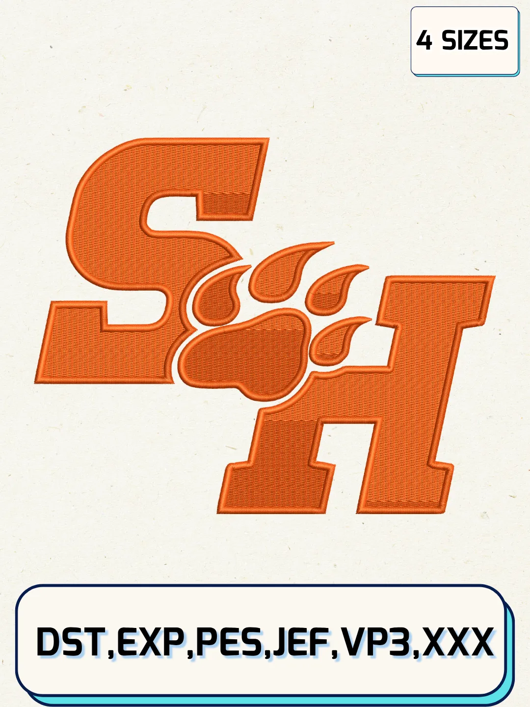 Sam Houston State Bearkats Logos Embroidery Design Files, NCAA Logos Embroidery Designs, Machine Embroidery Files, 4 Sizes