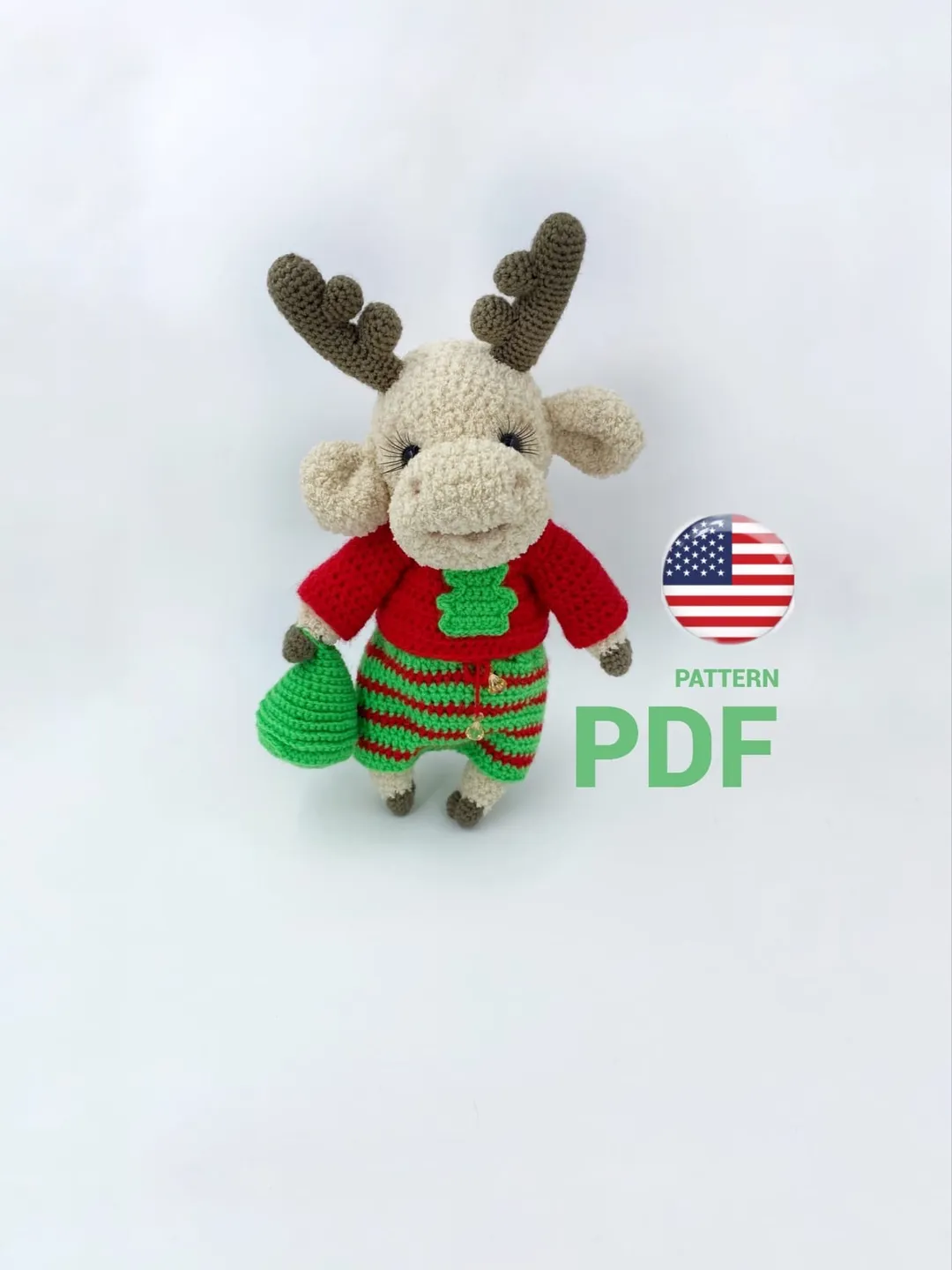 Crochet pattern Christmas DEER and COW/pdf Christmas  stuffed deer / DIY