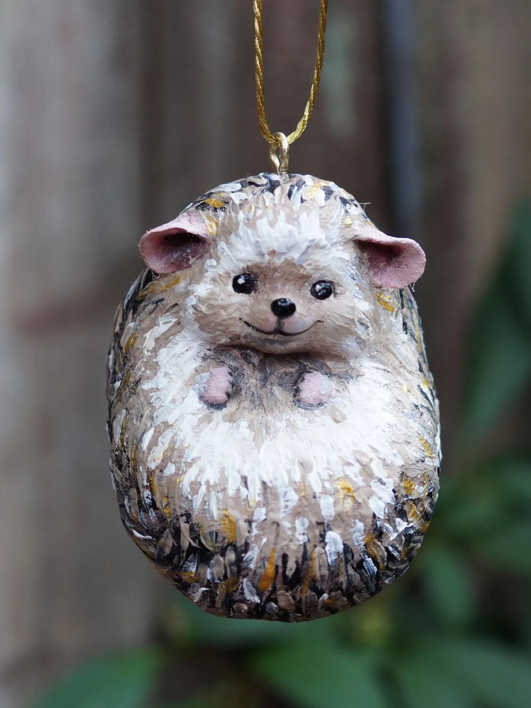 Spun cotton hedgehog ornament, cute hedgehog, made to order