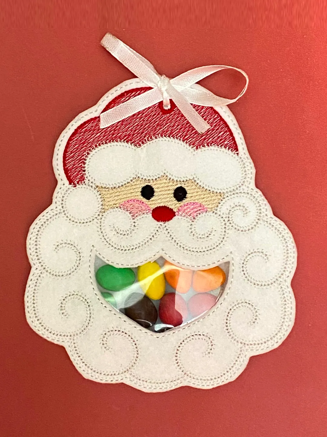 In The Hoop Machine Embroidery design ITH Peekabo Christmas Santa Winter ornament Treat Bag ITH Pattern. Included 5 sizes!